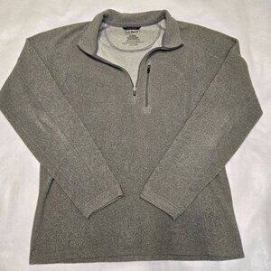 L.L. Bean Mens Small Gray‎ 1/4 Zip Fleece Pullover Chest Pocket S Regular